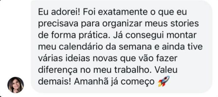 Prova social - Depoimento da cliente